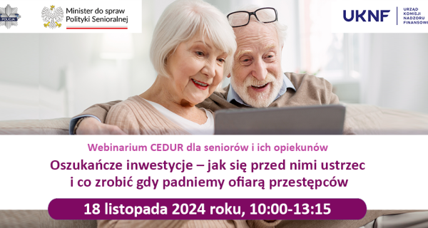 Bezpłatne webinarium dla seniorów na temat oszukańczych inwestycji